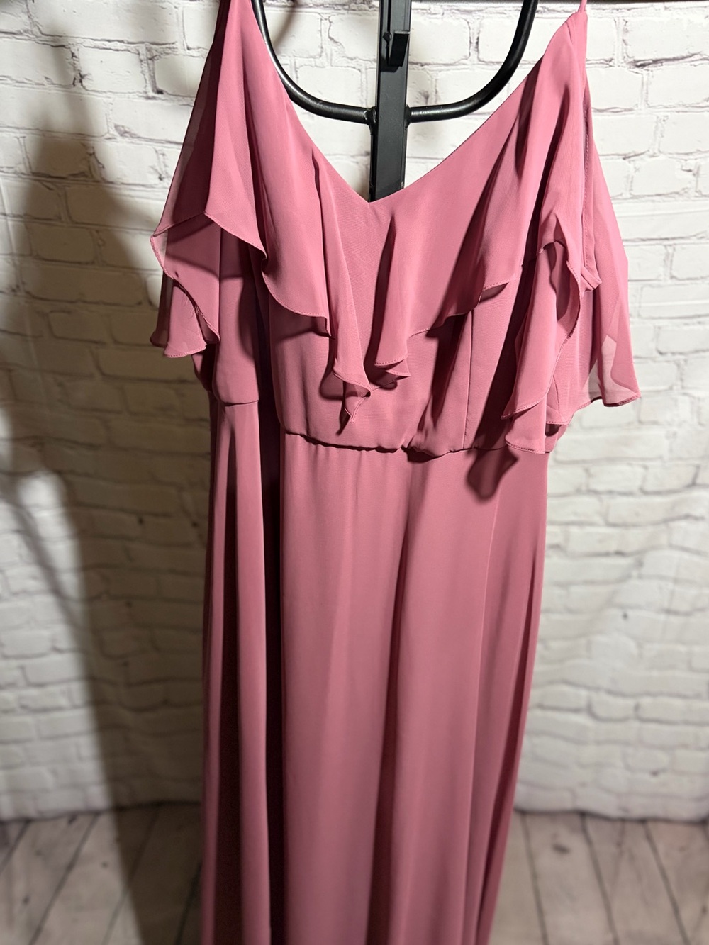 Dessy Collection Ruffled Chiffon Bridesmaid Dress English Rose Size 24W 💃